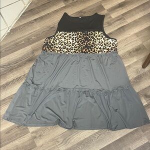 Women’s XXL Leopard Print and Gray Sleeveless Dress NWOT